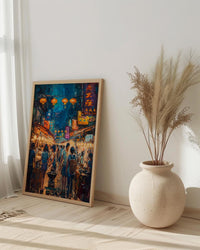 Taipei Night Market Print, Street Food Cart Decor - Taiwan Summer Art