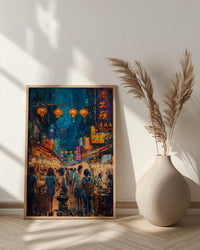 Taipei Night Market Print, Street Food Cart Decor - Taiwan Summer Art