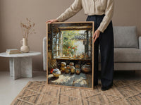 Chinese Tea Market Art, Antique Teapot Decor - Summer Morning Print