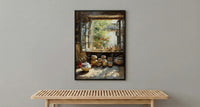 Chinese Tea Market Art, Antique Teapot Decor - Summer Morning Print