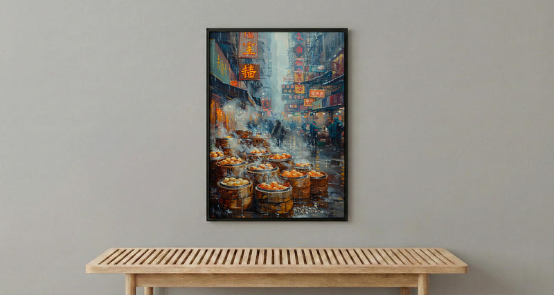 Hong Kong Street Art, Dim Sum Stall Decor - Summer Night Market