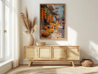 Jaipur Market Art Print, Orange Marigold Decor - India Street Poster