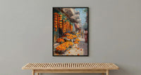 Jaipur Market Art Print, Orange Marigold Decor - India Street Poster