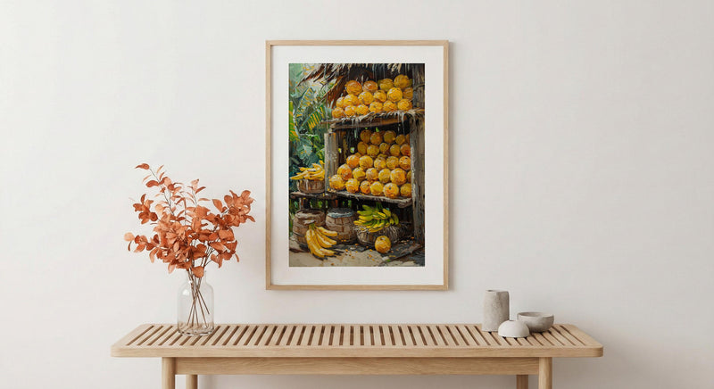 Sri Lanka Fruit Stand Art, Tropical Summer Decor - Colorful Market