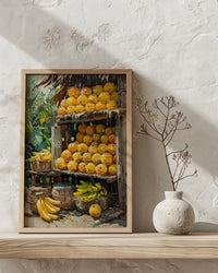 Sri Lanka Fruit Stand Art, Tropical Summer Decor - Colorful Market