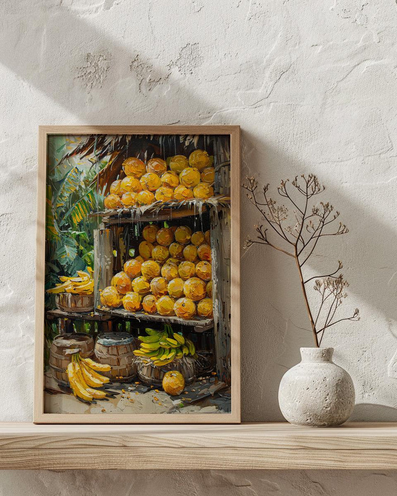 Sri Lanka Fruit Stand Art, Tropical Summer Decor - Colorful Market