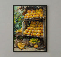 Sri Lanka Fruit Stand Art, Tropical Summer Decor - Colorful Market