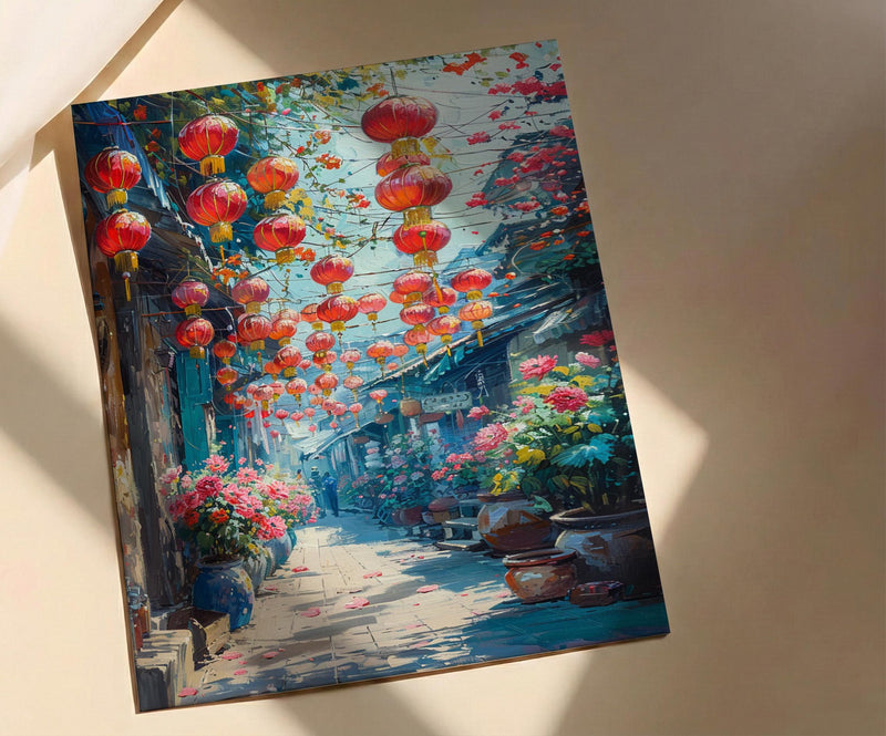 Singapore Chinatown Art, Sunny Market Decor - Traditional Herb Print