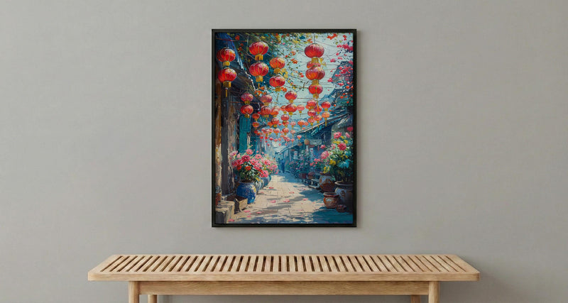 Singapore Chinatown Art, Sunny Market Decor - Traditional Herb Print