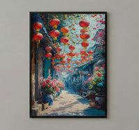 Singapore Chinatown Art, Sunny Market Decor - Traditional Herb Print