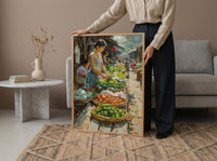Luang Prabang Market Art, Laos Morning Decor - Soft Summer Print
