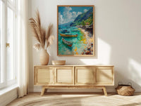 Manila Fish Market Art, Philippines Coastal Decor - Wooden Boat Print