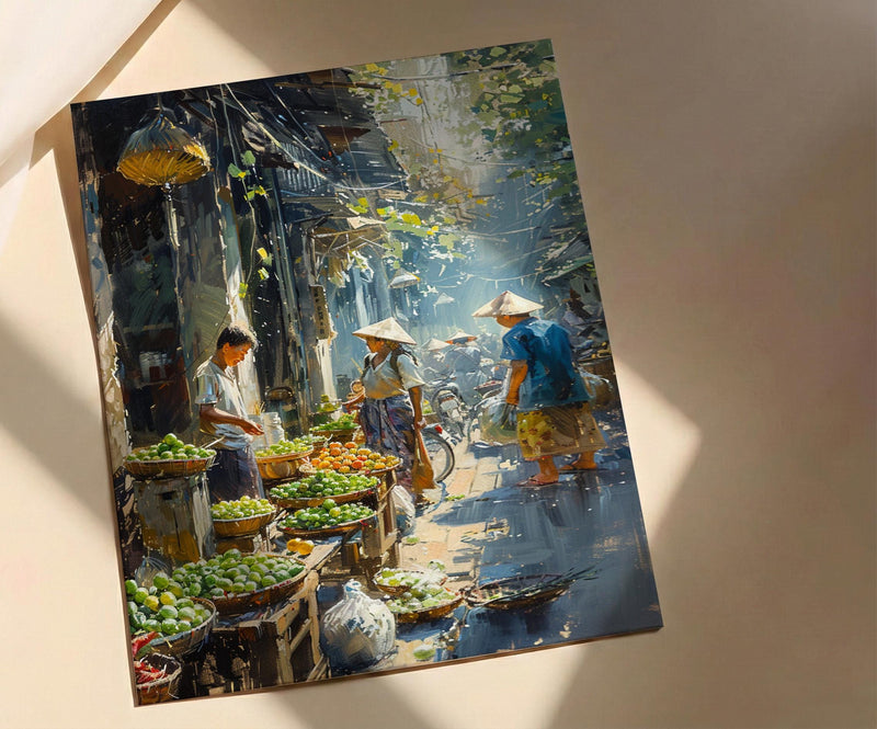 Yangon Jade Market Poster, Myanmar Summer Decor - Gemstone Art