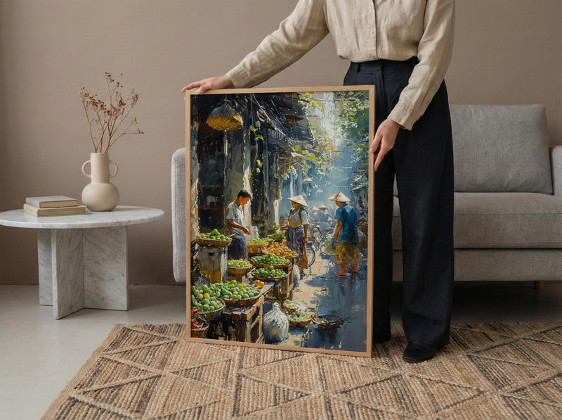 Yangon Jade Market Poster, Myanmar Summer Decor - Gemstone Art