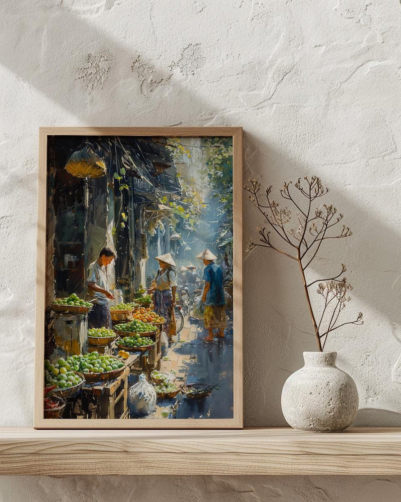 Yangon Jade Market Poster, Myanmar Summer Decor - Gemstone Art