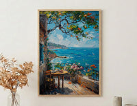 Sydney Seaside Cafe Wall Art, Summer Ocean Home Decor - Bright Coast Breakfast Morning Scene
