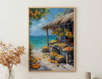 Tahiti Pearl Market Coast Poster, Island Jewelry Home Decor - Turquoise Ocean Town Summer Holiday