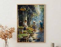 Yangon Jade Market Poster, Myanmar Summer Decor - Gemstone Art