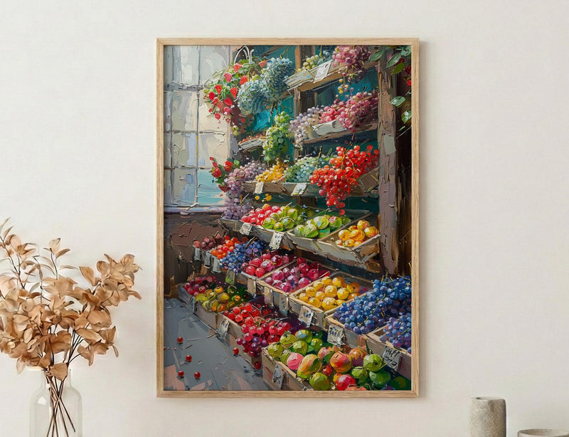 Adelaide Food Market Wall Art, Summer Fruit Home Decor - Historic City Morning Town Landscape