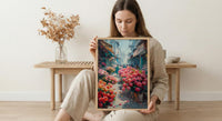 Dhaka Flower Market Art, Bangladesh Floral Decor - Red Lotus Print