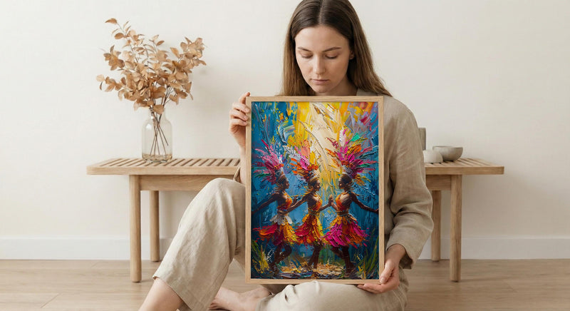 Bali Dancer Wall Art, Golden Summer Decor - Traditional Print