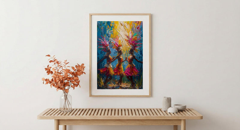 Bali Dancer Wall Art, Golden Summer Decor - Traditional Print
