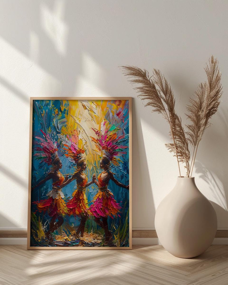 Bali Dancer Wall Art, Golden Summer Decor - Traditional Print