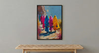 Rajasthan Desert Art, Pink Sari Decor - Indian Summer Print