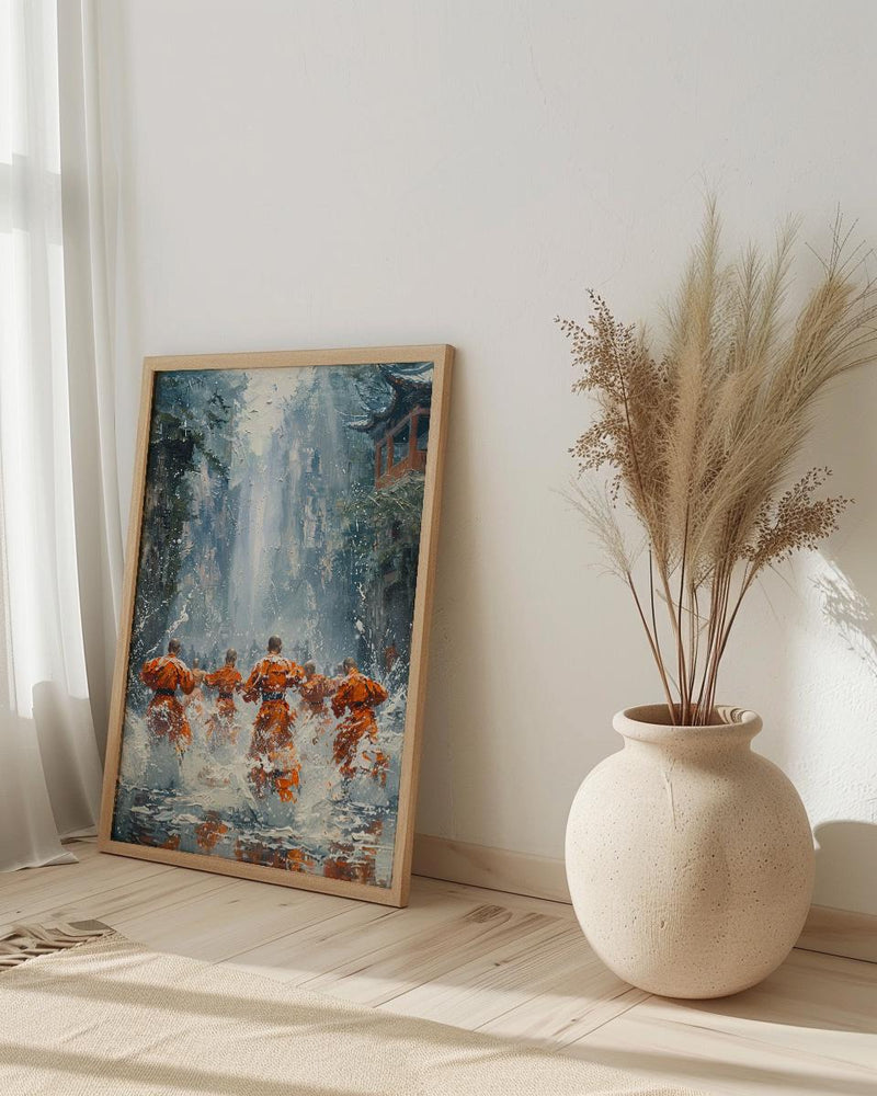 Shaolin Monk Poster, Martial Arts Decor - Misty Temple Art