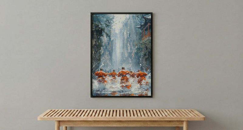 Shaolin Monk Poster, Martial Arts Decor - Misty Temple Art