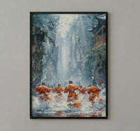 Shaolin Monk Poster, Martial Arts Decor - Misty Temple Art
