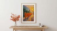 Thai Monk Art Print, Saffron Robe Decor - Sunrise Landscape
