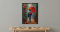 Kyoto Geisha Poster, Red Umbrella Decor - Japan Street Art