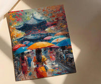 Korean Hanbok Print, Palace Garden Decor - Seoul Summer Art