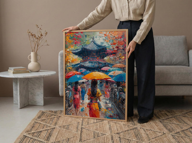 Korean Hanbok Print, Palace Garden Decor - Seoul Summer Art