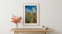 Mongolian Steppe Art, White Yurt Decor - Nomad Summer Print