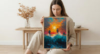 Sri Lanka Ocean Art, Stilt Fishermen - Summer Sunset Poster