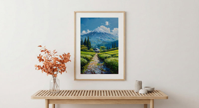 Mount Fuji Wall Art, Green Tea Field - Japan Landscape Print
