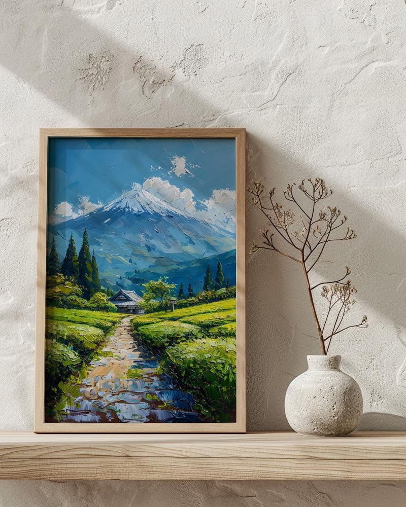 Mount Fuji Wall Art, Green Tea Field - Japan Landscape Print