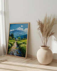 Mount Fuji Wall Art, Green Tea Field - Japan Landscape Print