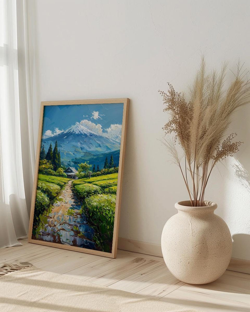 Mount Fuji Wall Art, Green Tea Field - Japan Landscape Print