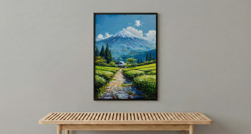 Mount Fuji Wall Art, Green Tea Field - Japan Landscape Print