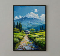 Mount Fuji Wall Art, Green Tea Field - Japan Landscape Print