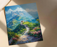 Great Wall Poster, Green Mountain Decor - China Summer Art