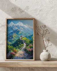 Great Wall Poster, Green Mountain Decor - China Summer Art
