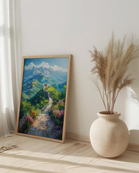 Great Wall Poster, Green Mountain Decor - China Summer Art