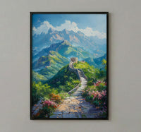 Great Wall Poster, Green Mountain Decor - China Summer Art