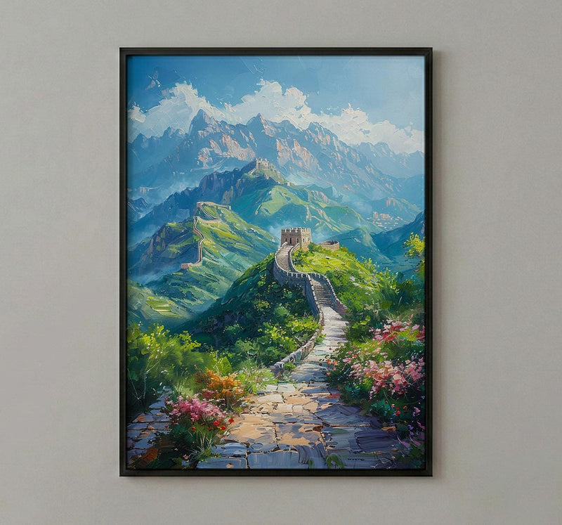 Great Wall Poster, Green Mountain Decor - China Summer Art