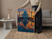 Taj Mahal Art Print, Peach Sunrise Decor - India Landscape
