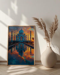 Taj Mahal Art Print, Peach Sunrise Decor - India Landscape